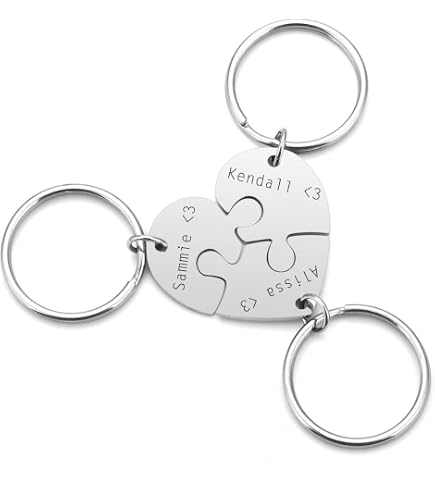 PiercingJ 3pcs Personalized Custom Initial Name Heart Puzzle
